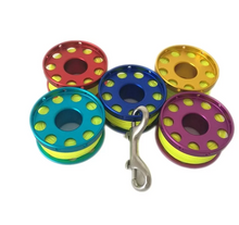 將圖片載入圖庫檢視器 Scuba Diving Aluminium 15m Finger Spool 鋁繩轆配旋轉鉤
